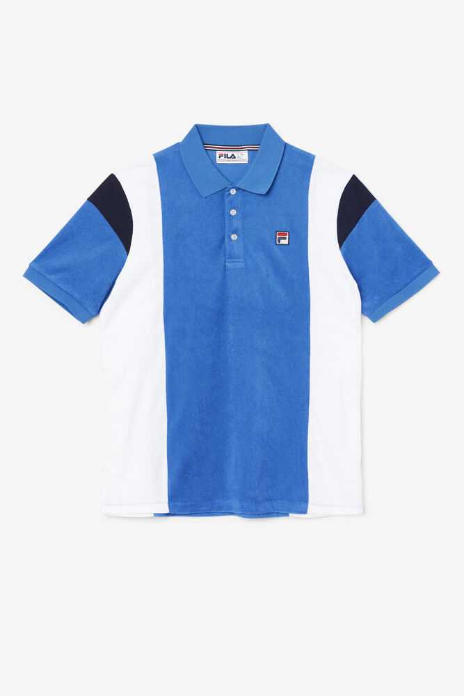 FILA Astro Moški Polo Majice Modre Bele Temno Modre | Slovenija-641097