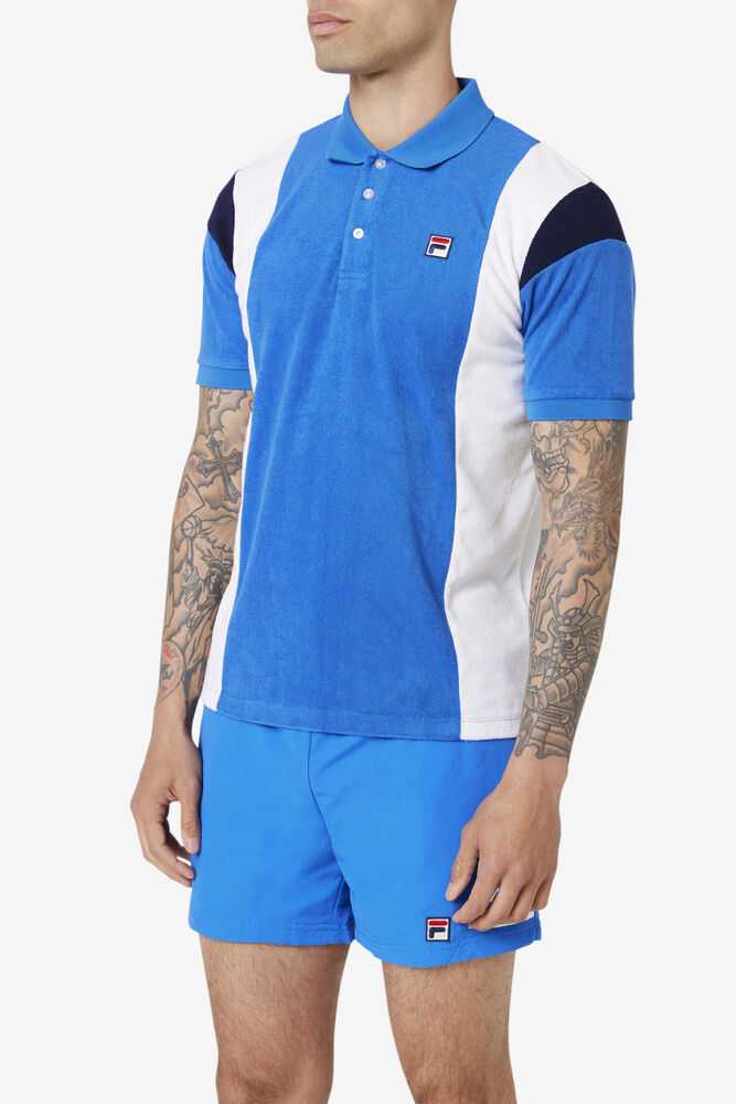 FILA Astro Moški Polo Majice Modre Bele Temno Modre | Slovenija-641097