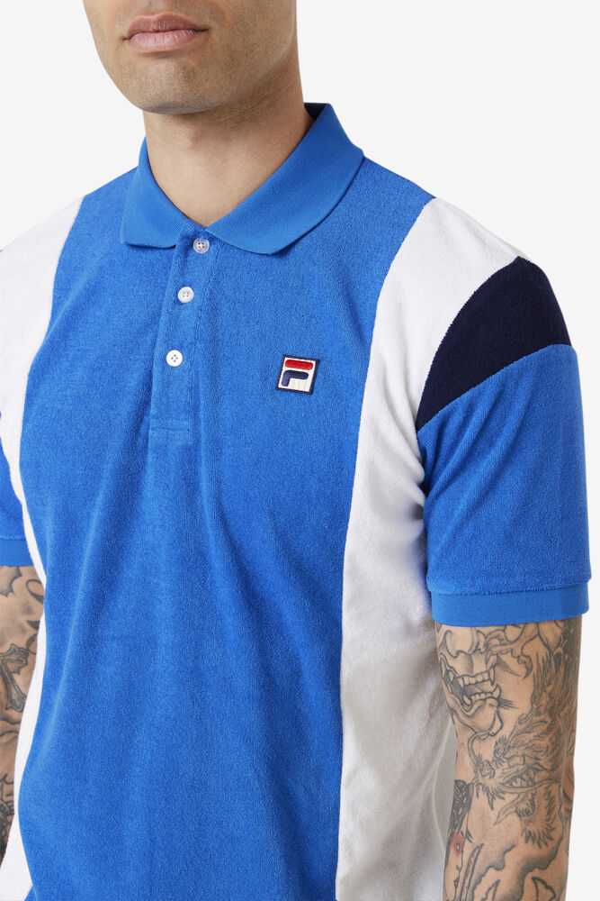 FILA Astro Moški Polo Majice Modre Bele Temno Modre | Slovenija-641097