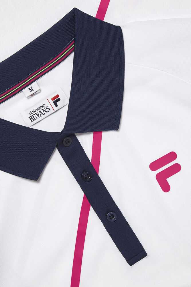 FILA Bevans Moški Polo Majice Bele Temno Modre | Slovenija-923405