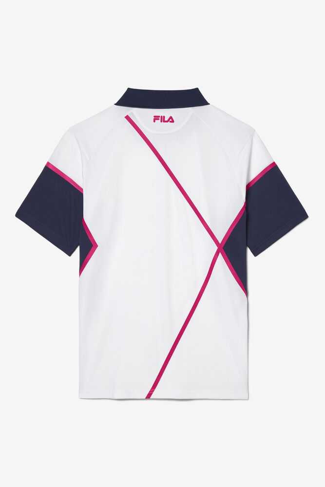 FILA Bevans Moški Polo Majice Bele Temno Modre | Slovenija-923405