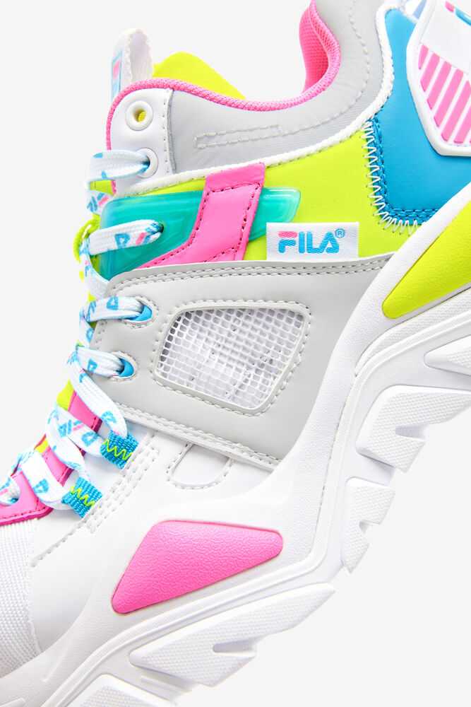 FILA Cage Mid Mixed Media Ženske Superge Bele Sive Rumene | Slovenija-972134