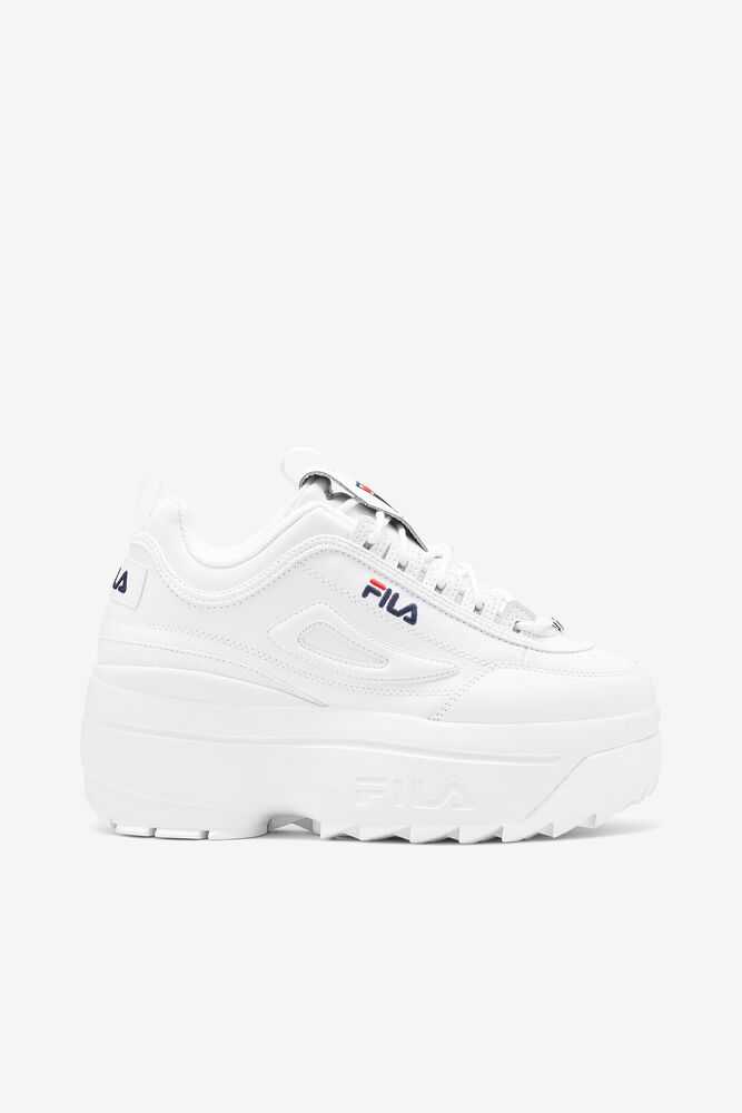 FILA Disruptor 2 Wedge Ženske Superge Bele Temno Modre Rdeče | Slovenija-069813