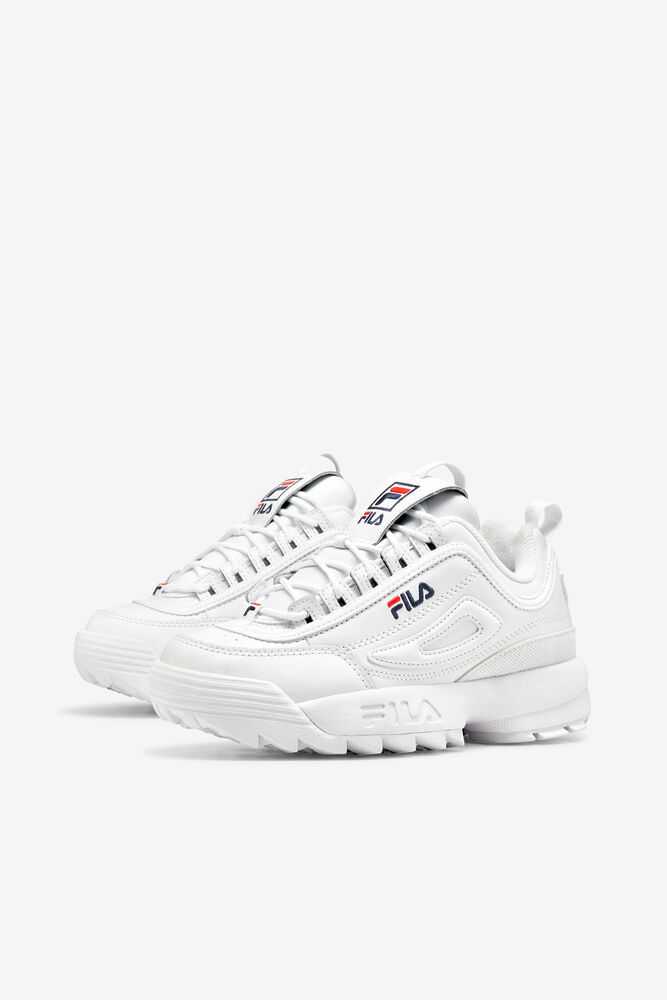 FILA Disruptor 2 Ženske Chunky Superge Bele Temno Modre Rdeče | Slovenija-582903