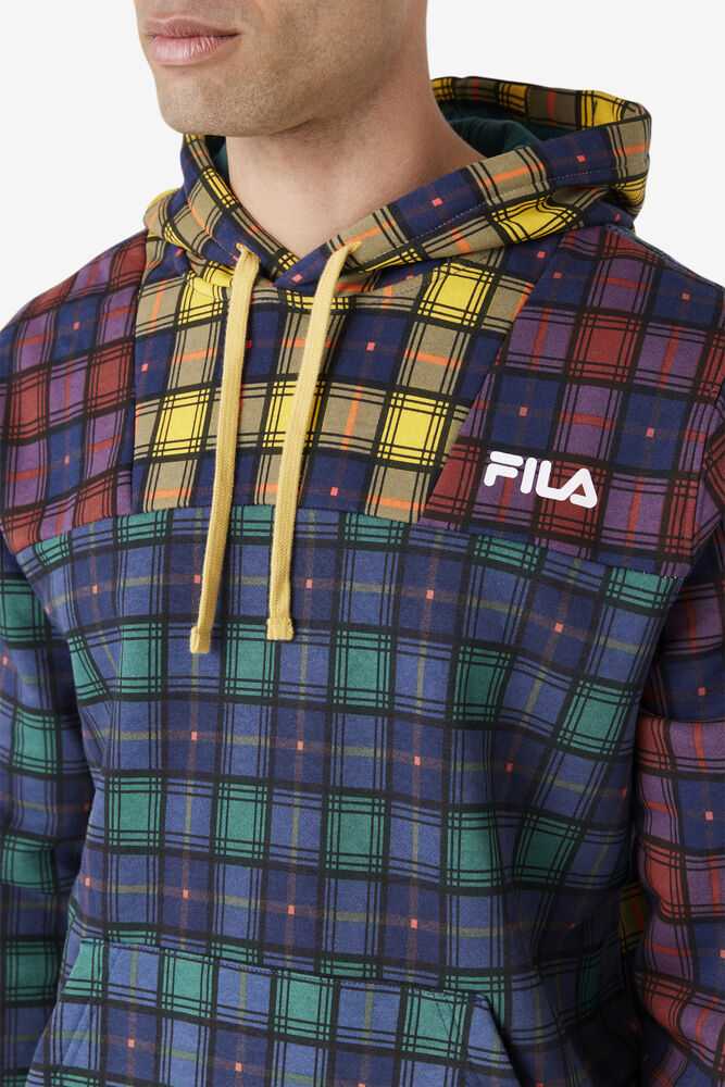 FILA Dorm Plaid Moški Puloverji S Kapuco Večbarvni | Slovenija-146275