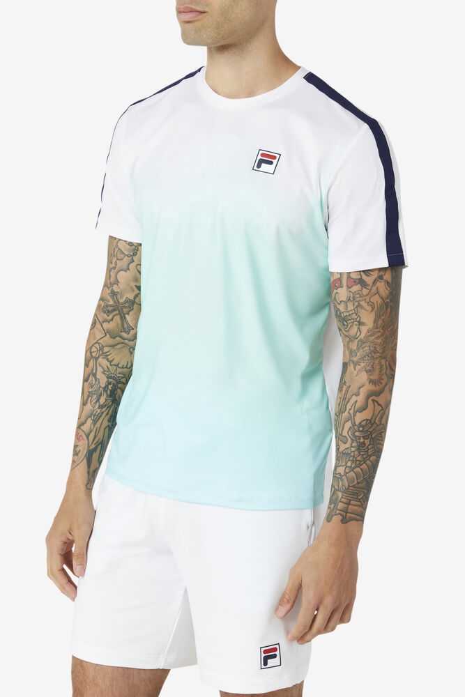 FILA Legends Ombre Moški Polo Majice Bele Temno Modre | Slovenija-290643