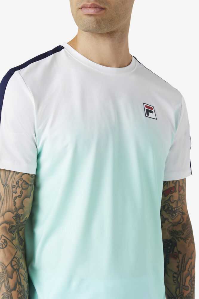 FILA Legends Ombre Moški Polo Majice Bele Temno Modre | Slovenija-290643