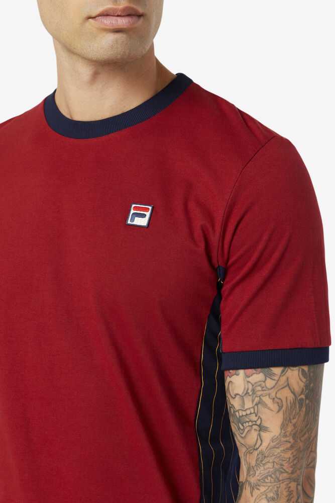 FILA Warner Moški Majice Bordo Temno Modre Zlate | Slovenija-426950